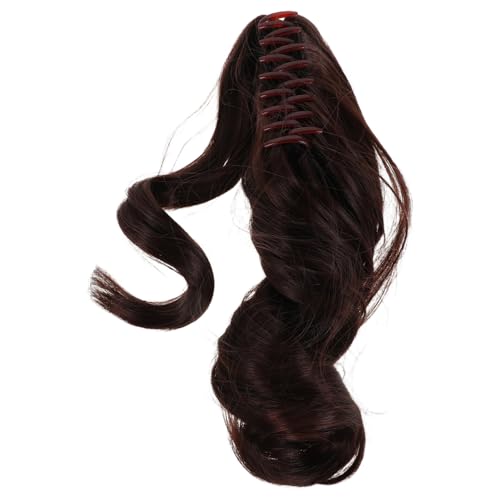 CLISPEED Claw Clip Ponytail Extension Dunkelbraun Curly Haarteil Weich Synthetisch Komfortabel Natürlich Aussehende Damen Haarverlängerung Einfaches Anbringen von CLISPEED