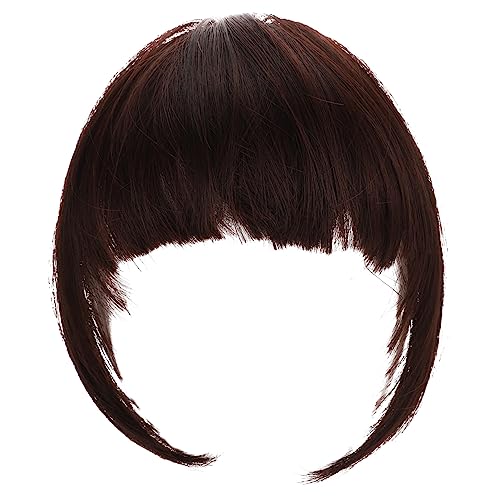 CLISPEED Clip In Haarteil mit Fake Bangs für Damen Natürliche Glatte und Haltbare Haarverlängerung aus Chemischen Fasern Einfach zu Tragen für Frischen Style und Mehr Volumen in Tiefbraun von CLISPEED