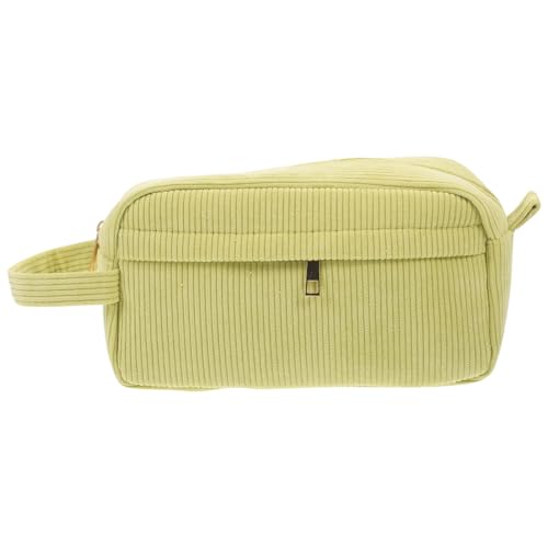 CLISPEED Corduroy Make up Tasche mit Reißverschluss Geräumige Kosmetiktasche für Damen Tragbare Schminktasche für Unterwegs Stylische Grüne Handtasche Weicher und Luxuriöser Stoffbeutel von CLISPEED