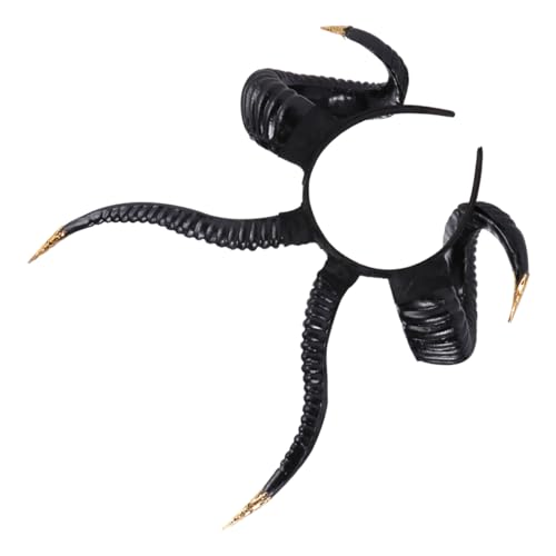 CLISPEED Cosplay Ziegenhorn Stirnband Schwarz Goldene Dekoration Leicht und Langlebig Party Kopfschmuck für Halloween Kostüm und Foto Requisiten von CLISPEED