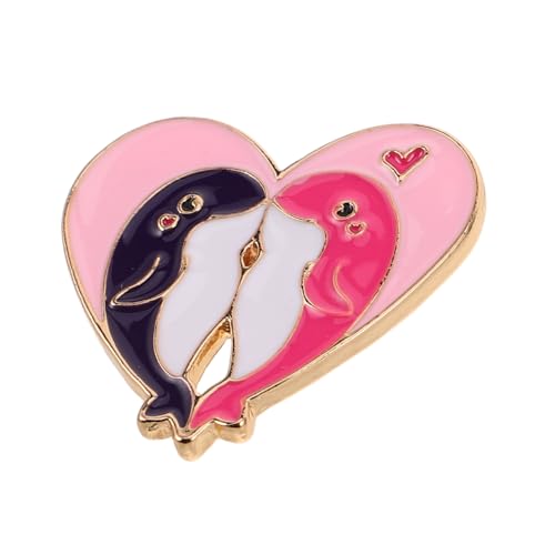 CLISPEED Herzförmige Anstecknadel Aus Metall Mit Cartoon-delfin Emaille-kleidungszubehör Süße Brosche Für Rucksack Hut Schal-dekoration von CLISPEED