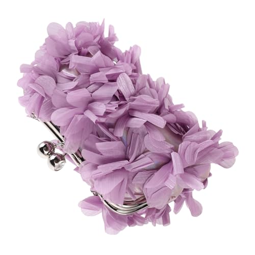 CLISPEED Damen Abendtasche Kleine Clutch mit Blumenmuster Elegant Vintage Kiss Lock Handtasche mit Kettenriemen für Hochzeit Dinner Party Outfits von CLISPEED