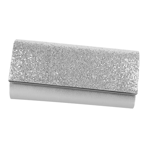 CLISPEED Damen Abendtasche Silber Pailletten PU Handtasche Große Kapazität Hochzeit Party Clutch für Festliche Anlässe und Cocktailabend von CLISPEED