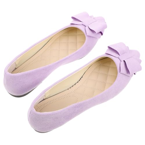CLISPEED Damen Ballerinas Flache Hochzeitsschuhe mit Spitzem Zehenbereich und Schleifenakzent Leichte Brautschuhe für Party Arbeit und Alltag Bequeme Strapazierfähige Flache Schuhe von CLISPEED
