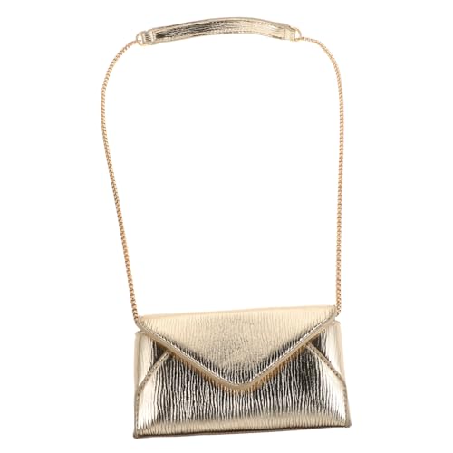 CLISPEED Damen Clutch Bag aus Metallic PU Material Kleine Leichte Umhängetasche mit Goldener Kette Modische Mini Handytasche für Party Hochzeit Cocktail Alltag von CLISPEED