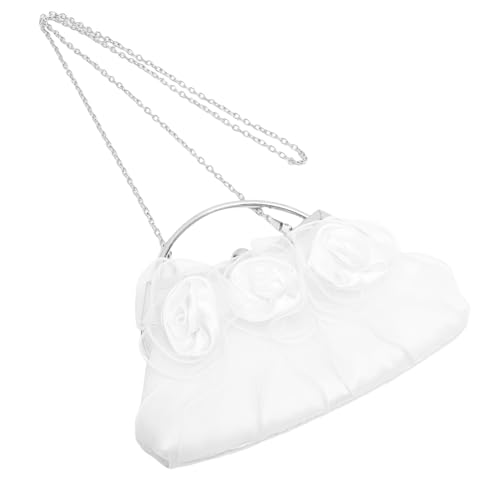 CLISPEED Damen Clutch Handtasche mit Abnehmbarer Kette Rosenverzierung Vielseitig als Abend Hochzeitstasche Stilvoll für Partys und Festliche Anlässe von CLISPEED