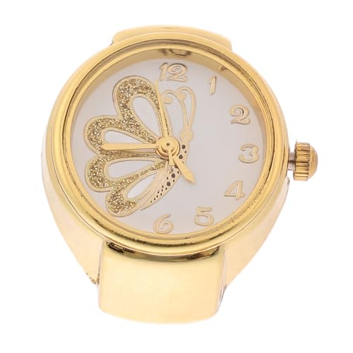 CLISPEED Damen Fingeruhr aus Legiertem mit Schmetterlingsmotiv Verstellbarer Ringuhr Präzises Analog und Dekorativ für Alltag Schmuckaccessoire von CLISPEED