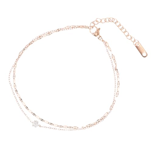 CLISPEED Damen Fußkettchen Herz Anhänger aus Langlebigem Titanstahl Verstellbare Doppelte Kette Zierlicher Schmuck für Strand und Alltag Modisches Accessoire für Frauen und Mädchen von CLISPEED