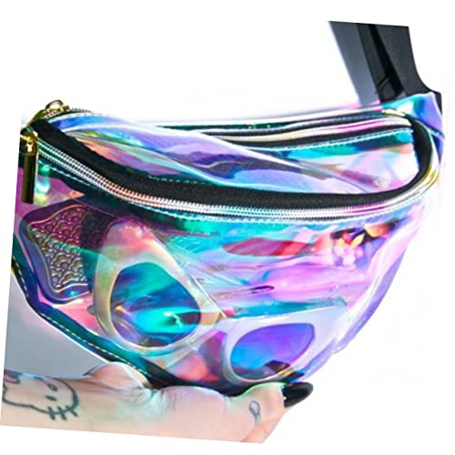 CLISPEED Damen Gürteltasche Bauchtasche Verstellbar mit Reißverschluss Transparente Hüfttasche aus PU Leichter Strand und Sport Waist Bag für Laufen Radfahren Reisen Handyhalter Schlüssel von CLISPEED