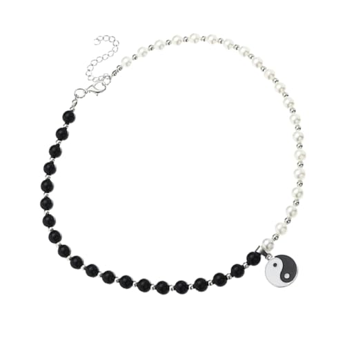 CLISPEED Perlen Halskette Für Frauen Eleganter Halsanhänger Modische Schwarz-weiße Kette Vielseitiges Schmuckstück Langlebiges Material CLISPEED Perlen Halskette Für Frauen Eleganter Halsanhänger Modische Schwarz-weiße Kette Vielseitiges Schmuckstück Langlebiges Material von CLISPEED