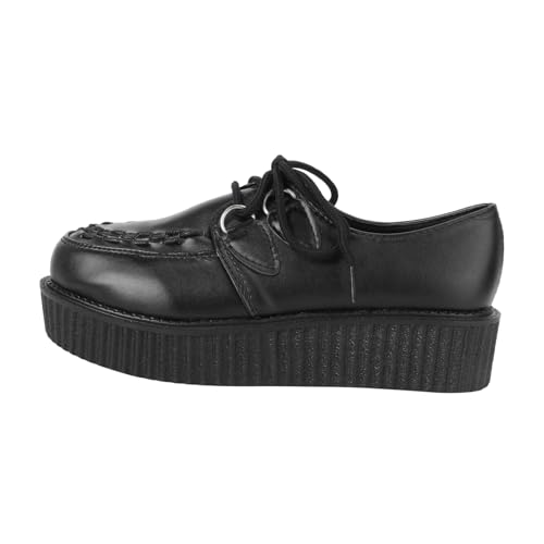 CLISPEED Damen Lederschuhe mit Runder Zehe Dicke Plateau Sohle Atmungsaktiv rutschfeste Laufsohle Weiches Strapazierfähiges Material Bequeme Alltagsschuhe für Arbeit Party Shopping und von CLISPEED