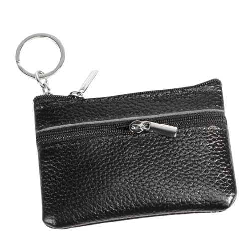 CLISPEED Damen Mini Geldbörse aus PU Multifunktionales und Schlüsseletui mit Reißverschluss Leichte Kleine Aufbewahrungstasche Praktische Portemonnaie für Alltag Schwarz von CLISPEED