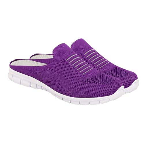 CLISPEED Damen No Heel Slipper Netzstoff Atmungsaktive Freizeitschuhe Leicht Angenehm für Alltag und Reisen Slip Halbschuhe Schnürsenkellos Pflegeleicht und Langlebig von CLISPEED