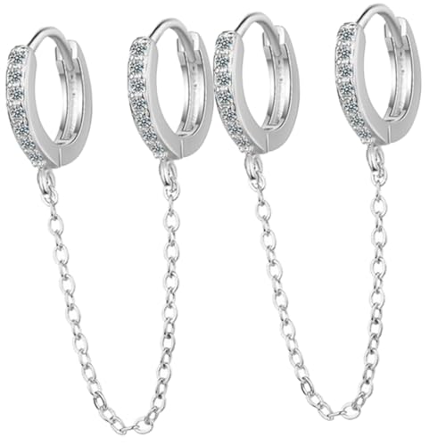 CLISPEED Damen Ohrringe mit Kette Doppelter Piercing Creolen Stil Zirkonia Schmuck und Leichte Ohrhänger für Alltag und Besondere Anlässe CLISPEED Damen Ohrringe mit Kette Doppelter Piercing Creolen Stil Zirkonia Schmuck und Leichte Ohrhänger für Alltag und Besondere Anlässe von CLISPEED
