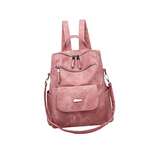 CLISPEED Damen PU Schultertasche und Rucksack Multifunktionale Reisetasche mit Großem Fassungsvermögen Langlebiges Material Modischer Rosa Retro Stil für Wochenende und Alltag von CLISPEED