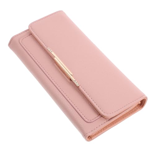 CLISPEED Damen Portemonnaie PU Trifold Geldbörse mit Mehreren Kartenfächern Tragbare Kleine Geldbörse für Reisen und Alltag Rosa von CLISPEED