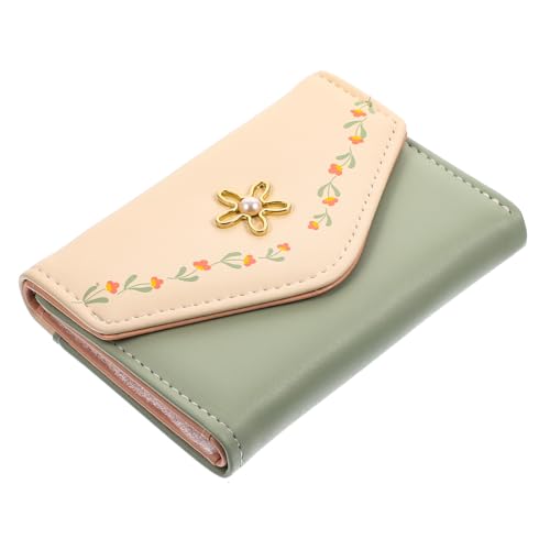 CLISPEED Damen Portemonnaie mit Blumenmuster Kleines Modisches Kurzformat Geldbörse aus PU Material Stilvoll und Langlebig für Frauen und Junge Damen Vielseitig für Alltag und Besondere von CLISPEED