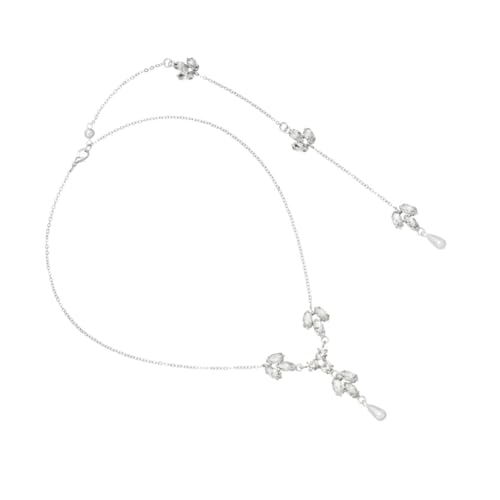 CLISPEED Damen Rückenfreie Halskette Silber mit Kristallanhänger Eleganter Brautschmuck für Hochzeit Einstellbare Kette Modisches Accessoire für Partys und Alltag von CLISPEED