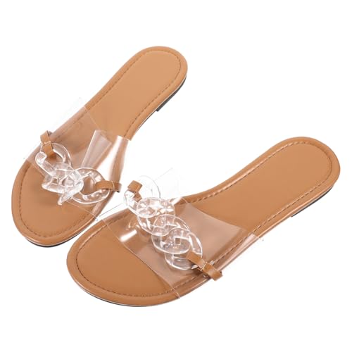 CLISPEED Damen Sandalen Transparent Flat Sandals Sommer Slippers Flach Angenehm Atmungsaktiv Stylisch Für Strand Freizeit CLISPEED Damen Sandalen Transparent Flat Sandals Sommer Slippers Flach Angenehm Atmungsaktiv Stylisch Für Strand Freizeit von CLISPEED
