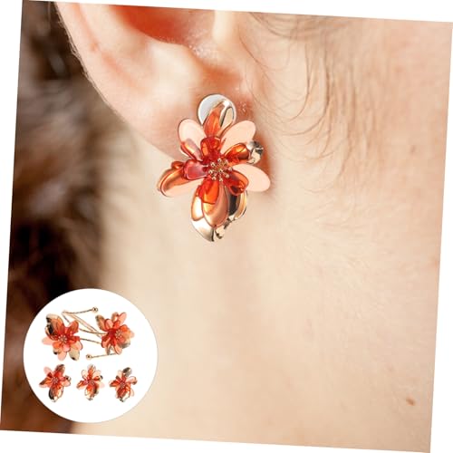 CLISPEED Damen Schmuckset mit Tropftechnischer Blütenoptik Leichtes Armband und Offener Bandring Universeller Stil für Alltag und Besondere Anlässe Roter Farbton von CLISPEED