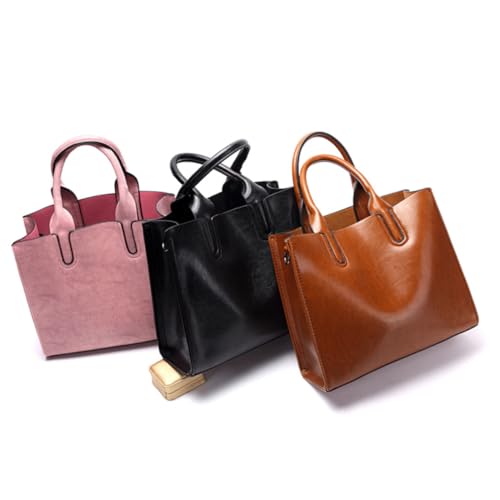 CLISPEED Damen Schultertasche aus PU Material Große Kapazität Stilvolle Retro Umhängetasche Schwarz Vielseitige Handtasche für Alltag und Shopping von CLISPEED