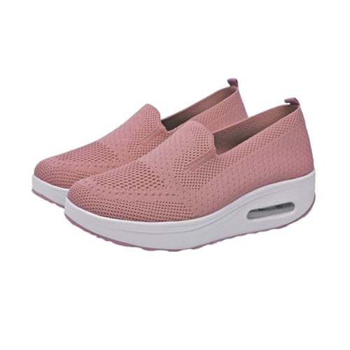 CLISPEED Damen Sneaker mit Dicker Sohle und Atmungsaktivem Mesh Luftgepolsterte Sportschuhe mit Rutschfester Stoßdämpfender Sohle Design für Freizeit und Alltag Entspannende Komfortschuhe von CLISPEED