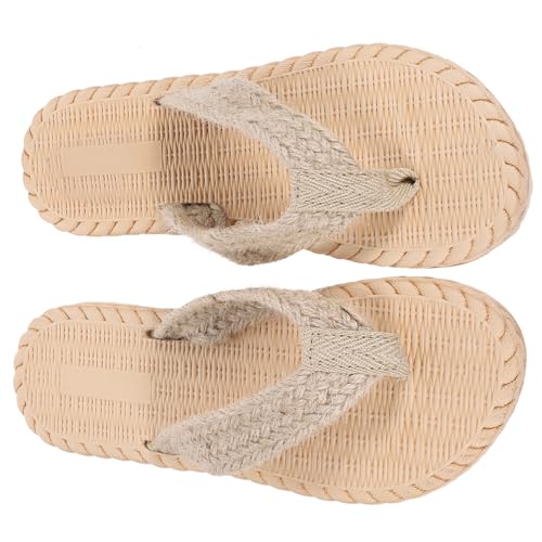 CLISPEED Damen Sommer Slippers Imitation Strohbast Sandalen Flach Rutschfest Strand Flip Flops Freizeit Schuhe Leicht Atmungsaktiv CLISPEED Damen Sommer Slippers Imitation Strohbast Sandalen Flach Rutschfest Strand Flip Flops Freizeit Schuhe Leicht Atmungsaktiv von CLISPEED