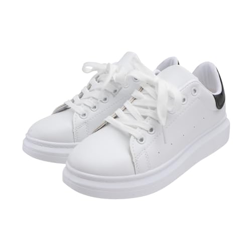 CLISPEED Damen Sportschuhe mit Dicker Sohle Atmungsaktiv rutschfest Leichte Laufschuhe für Studenten Bequeme Freizeitschuhe aus Pu mesh für Langes Tragen und Alltag von CLISPEED