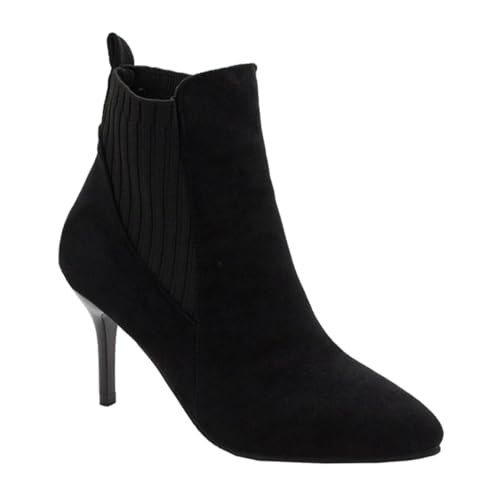 CLISPEED Damen Stiefeletten Pointy Boots aus Atmungsaktivem Material Modische Ankle Boots mit Hohem Absatz für Herbst und Winter Bequeme Kurzstiefel für Alltag und Party Passend zu Jeans von CLISPEED
