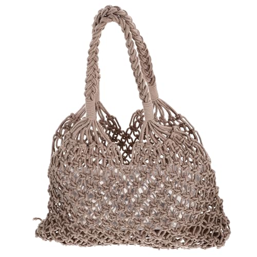 CLISPEED Damen Strandtasche Handgefertigte Schultertasche Baumwollgarn Leichte Tragbare Tote Bag mit Hohlenmuster für Urlaub Reisen und Freizeit CLISPEED Damen Strandtasche Handgefertigte Schultertasche Baumwollgarn Leichte Tragbare Tote Bag mit Hohlenmuster für Urlaub Reisen und Freizeit von CLISPEED