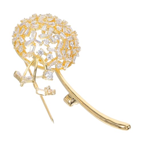 CLISPEED Dandelion Brosche mit Zirkonia Goldfarbener Ansteckpin für Damen Stilvolles Schmuck Accessoire für Anzug und Kleidung Vielseitige Dekorative Anstecknadel für Formelle und Freizeit von CLISPEED