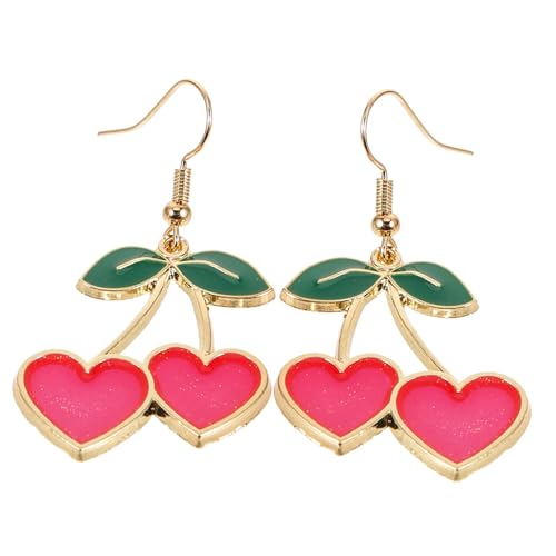 CLISPEED Dangle Ohrringe Kirsche Design Frucht Schmuck für Teenager Mädchen Leicht Langlebig Süßer Look Ohrhänger für Party und Alltag von CLISPEED