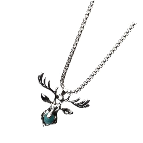 CLISPEED Deer Pendant Halskette aus Titanstahl Vintage Stil Unisex Mode Schmuck Anhänger für Damen und Herren Langlebig Einfach zu Tragen Vielseitig Kombinierbar für Alltag und Besondere von CLISPEED