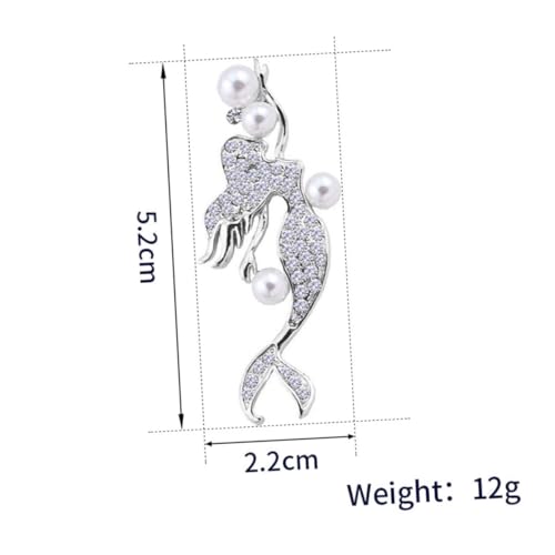 CLISPEED Delikate Meerjungfrau Brosche mit Strass und Perle Silberfarbene Corsage Brustnadel Eleganter Schmuck für Frauen und Mädchen Vielseitig für Kleidung Taschen Hüte und Schals von CLISPEED