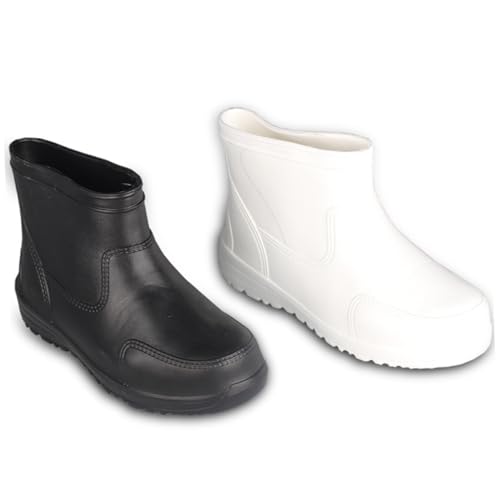CLISPEED Dicke rutschfeste Säure und Alkalibeständige Regenstiefel Niedrige Schaftlänge Weiß Verschleißfeste Eva Sohle für Sicheren Halt bei Nassen Bedingungen von CLISPEED