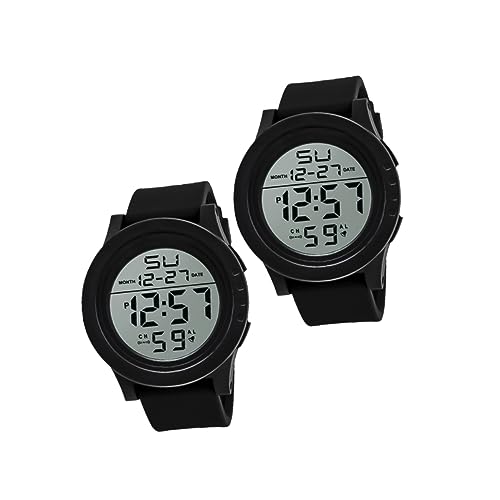 CLISPEED Digitalarmbanduhr Für Herren Schwarz Mit Led-anzeige Stoppuhr Countdown Und Dualzeitfunktion Pc-gehäuse TPU-Band Kalenderanzeige Tag Monatstag von CLISPEED