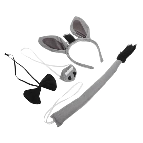 CLISPEED Donkey Kostüm Teilig mit Eselsohren Haarreif Schleife und Nasendeko Leichtes Hautfreundliches Material Tierparty Kostüm für Erwachsene Geeignet für Halloween Karneval Weihnachten von CLISPEED