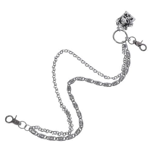 CLISPEED Doppellagige Punk Totenkopf Hosenkette für Herren Chunky Waist Chain mit Detailliertem Schädeldesign Vielseitiges Hip Hop Accessoire für Halloween und Alltag Robuste von CLISPEED