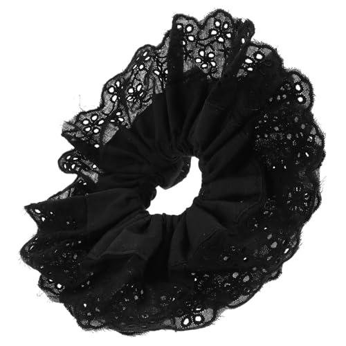 CLISPEED Doppellagiger Großer Schwarzer Spitzen Haargummi Elastisch Schonend für Damen und Mädchen Weicher Polyester Pferdeschwanzhalter Modisches Haarschmuck Accessoire für Alltag und von CLISPEED