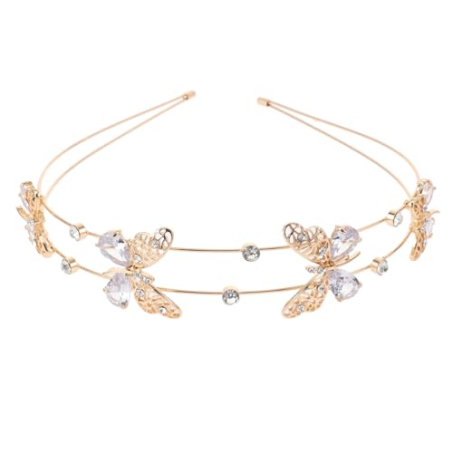 CLISPEED Doppellagiges Haarnband mit Schmetterlingen und Strass für Damen Accessoire für Weihnachten Partys und Besondere Anlässe Rutschfest und Haarschonend für Verschiedene Haartypen und von CLISPEED
