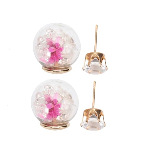 CLISPEED Dekorative Ohrstecker Aus Glas Mit Getrockneten Blumen Kreative Glaskugel Ohrhänger Umweltfreundlich Schick Für Damen Stilvolle Ohraccessoires von CLISPEED