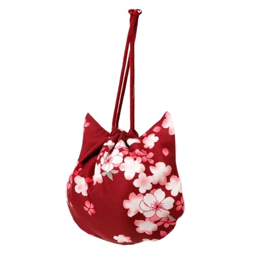 CLISPEED Drawstring Tote Bag Katzenkopf Design Kompakte Handtasche aus Strapazierfähigem Modische Mädchen Tasche für Alltag und Ausgehen Niedliche Damen Pouch in Weinrot Vielseitig und CLISPEED Drawstring Tote Bag Katzenkopf Design Kompakte Handtasche aus Strapazierfähigem Modische Mädchen Tasche für Alltag und Ausgehen Niedliche Damen Pouch in Weinrot Vielseitig und von CLISPEED
