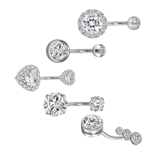 CLISPEED Edelstahl Bauchnabelring mit Modisches Bauchnabelpiercing Schmuckset für Frauen Langlebig Hautfreundlich und Elegant als Bauchnabelschmuck und Körperschmuck von CLISPEED