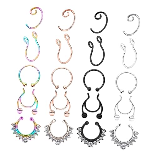 CLISPEED Edelstahl Nasenring Clip Teilig Fake Nose Rings Kein Piercing Leichter Nasenclip Schmuck Sicherer Sitz Modische Nasenklammer für Damen und Herren von CLISPEED
