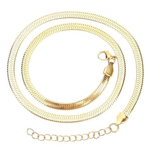 CLISPEED Edelstahl Schlange Kette Damen Flache Snake Bone Halskette Verstellbare Clavicle Chain für Frauen Teens Eleganter Modeschmuck Geschenkidee von CLISPEED