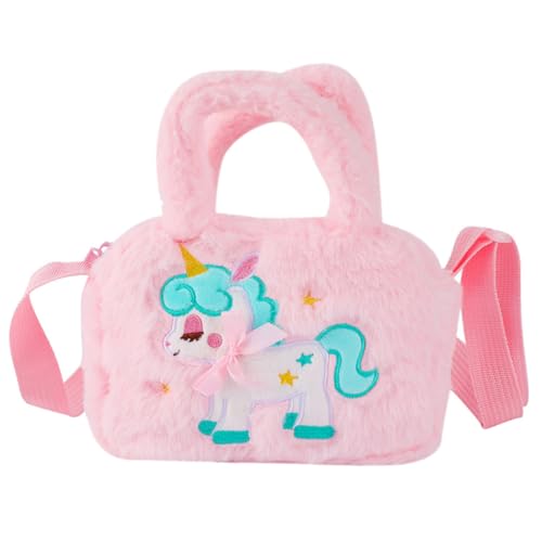 CLISPEED Plüsch Handtasche Für Mädchen Mit Einhorn Design Tasche Umhängetasche Cartoon Einhorn Geldbörse Für Teenager von CLISPEED