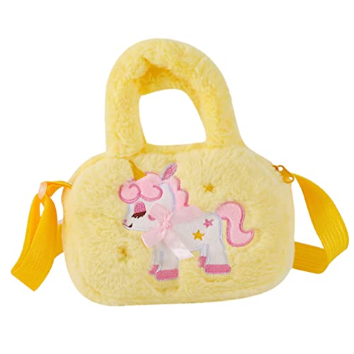 CLISPEED Einhorn Umhängetasche für Mädchen Cartoon Design Verstellbarer Schultergurt Plüschmaterial für Reisen und Für Teenager von CLISPEED