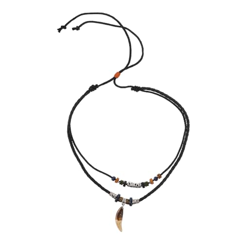 CLISPEED Einstellbare Boho Haifischzahn Herren Geflochtene Beaded mit Zahn Anhänger Stylische Strand Schmuck für Surfer und Unisex von CLISPEED