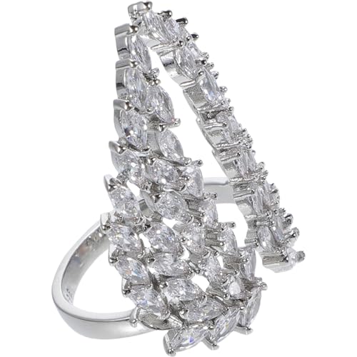 CLISPEED Einstellbarer Damen Ring mit Offenen Flügeln und Funkelnden Zirkonia Modisches Statement Schmuckaccessoire für Partys und Alltag Eleganter Engelsflügel Design Fingerring von CLISPEED