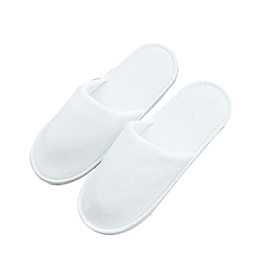 CLISPEED Einwegstoff Hausschuhe Weiß Rutschfeste Warme und Atmungsaktive Gästepantoffeln für Hotel Zuhause und Gäste Komfortable Indoor Slipper aus Weichem Material von CLISPEED